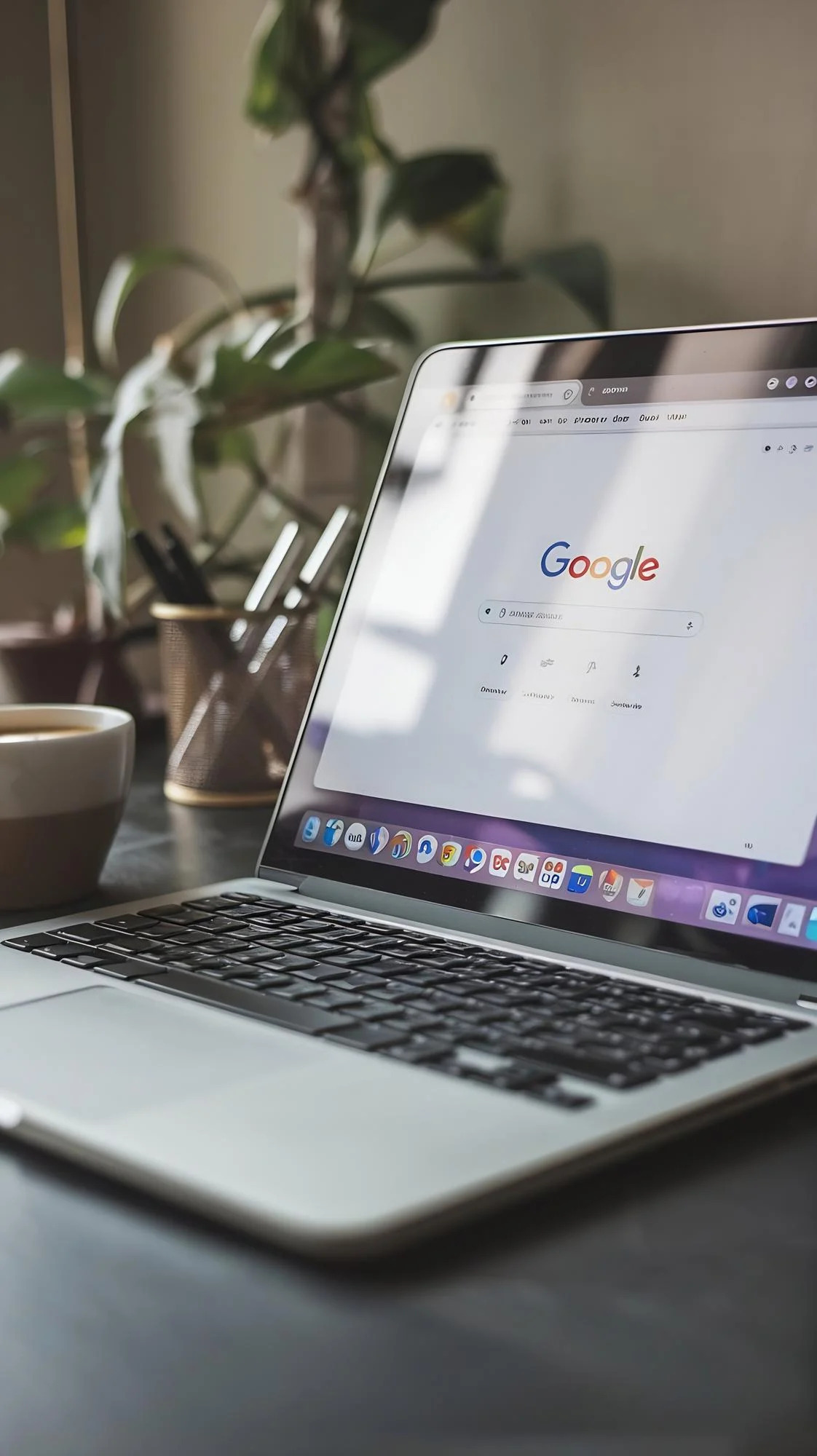 A laptop displaying Google Search, representing Pixerts' industrial marketing services that drive high-intent manufacturing RFQs through targeted B2B Google Ads.