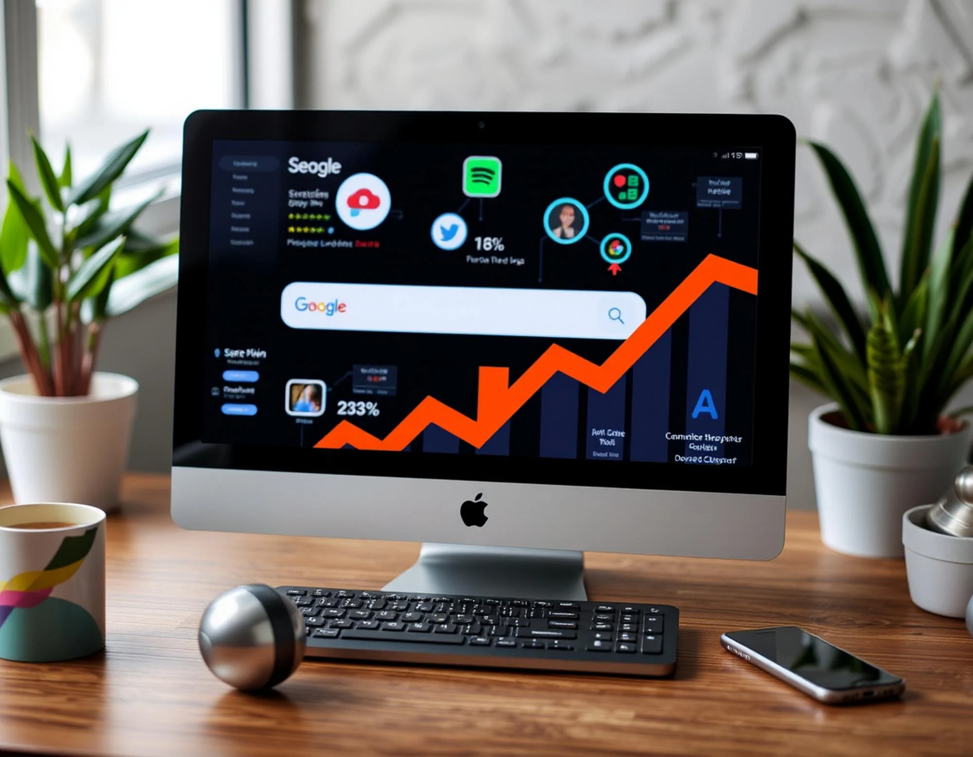 A performance dashboard showing exponential growth in manufacturing RFQs and search visibility through Pixerts' B2B industrial marketing and paid growth strategies.