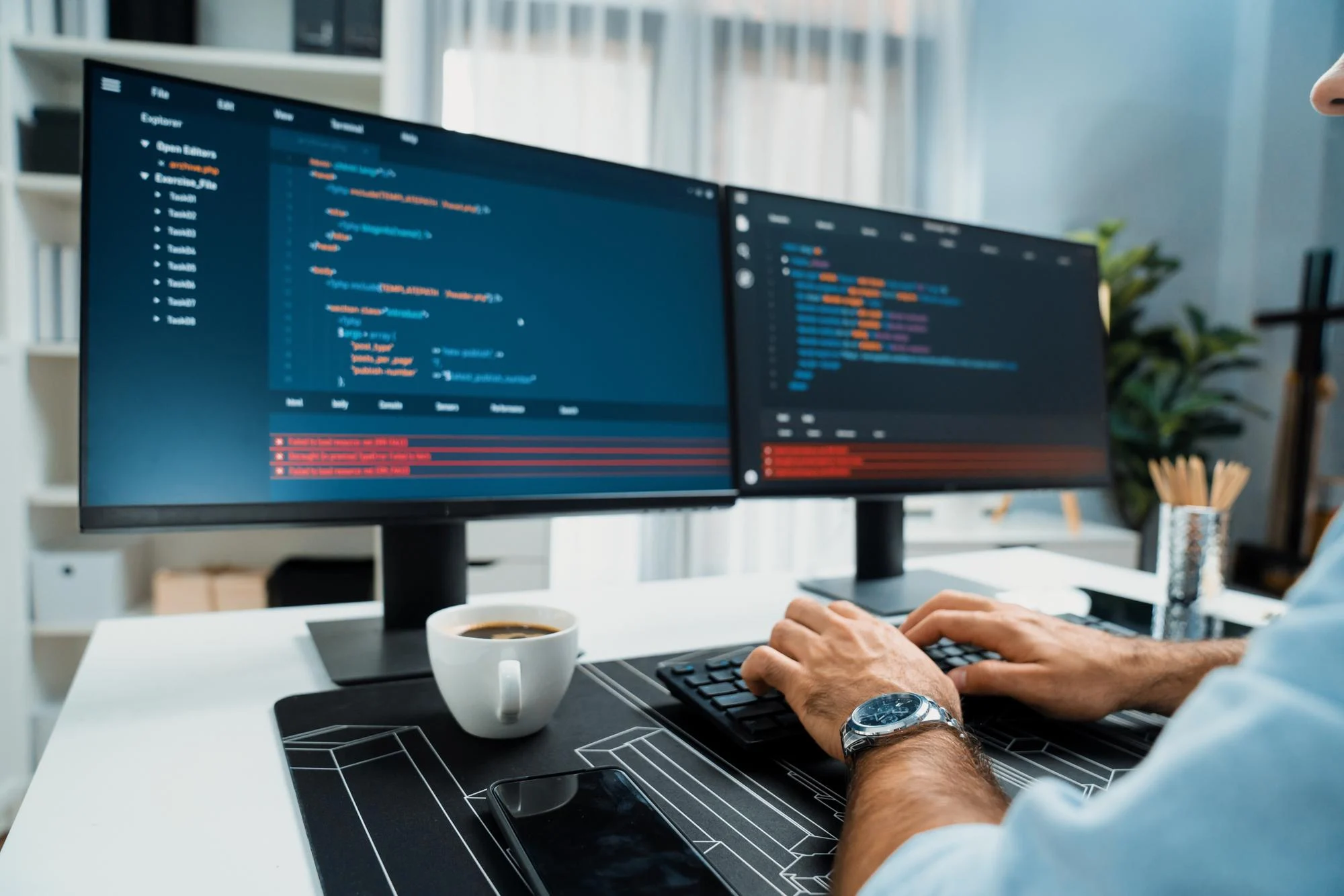 A Pixerts lead developer engineering technical SEO frameworks and custom WordPress code for a B2B industrial web design project.