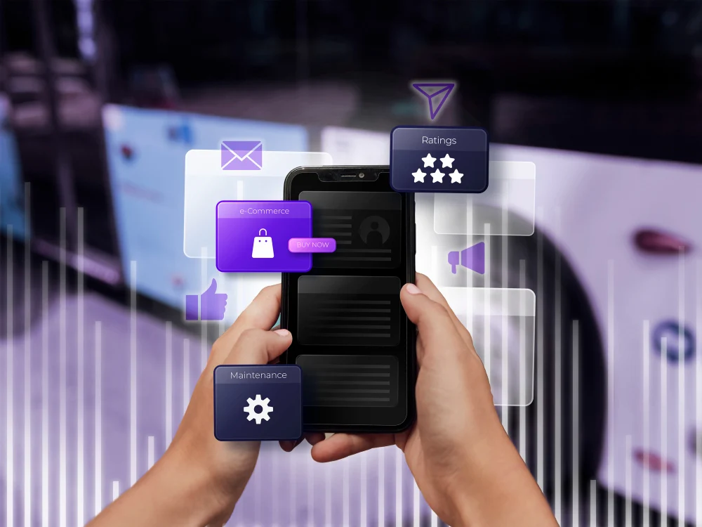 Manufacturing website design on a phone.