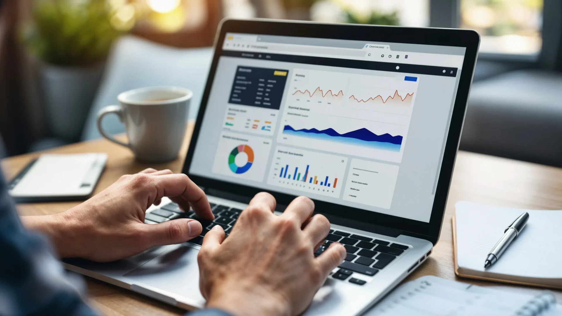 A B2B performance dashboard on a laptop showcasing real-time Google Ads metrics for a CNC machining lead generation campaign.