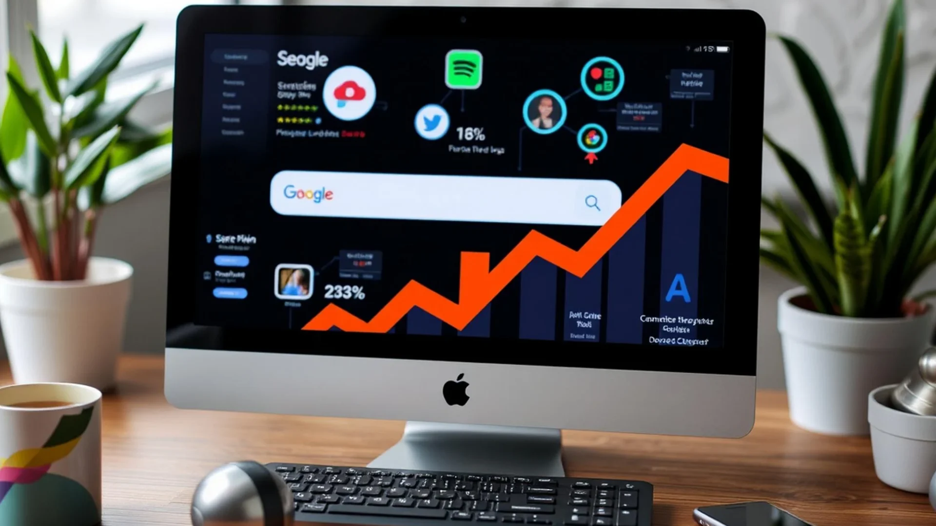 A performance dashboard showing exponential growth in manufacturing RFQs and search visibility through Pixerts' B2B industrial marketing and paid growth strategies.