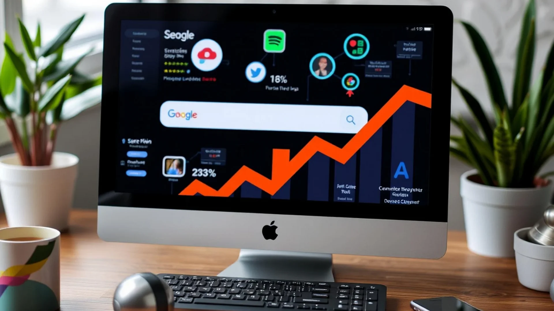 A performance dashboard showing exponential growth in manufacturing RFQs and search visibility through Pixerts' B2B industrial marketing and paid growth strategies.