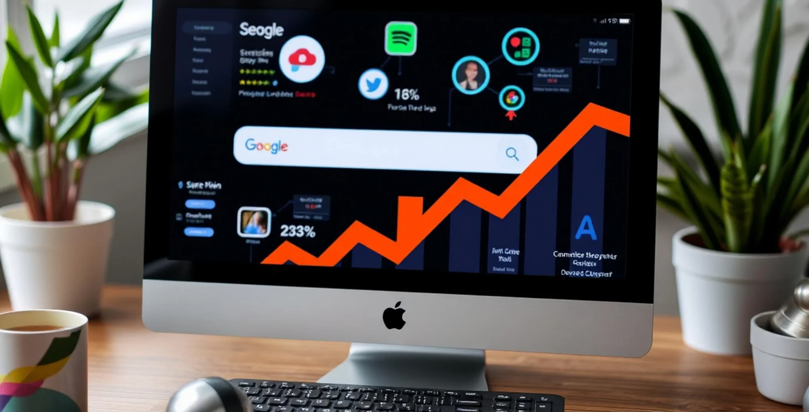 A performance dashboard showing exponential growth in manufacturing RFQs and search visibility through Pixerts' B2B industrial marketing and paid growth strategies.