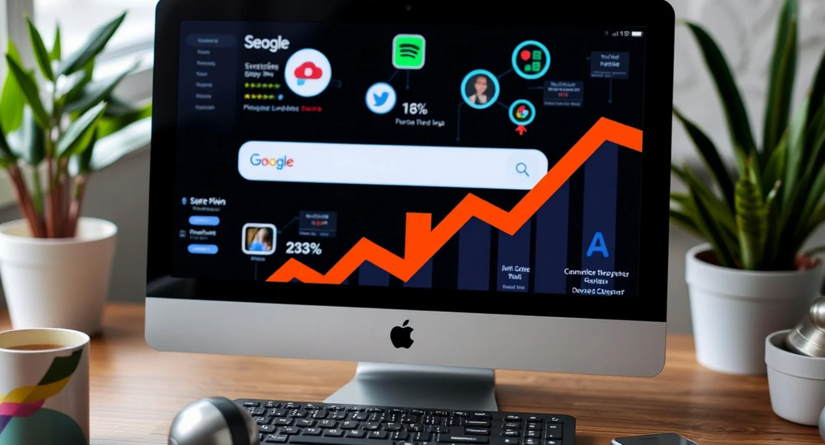 A performance dashboard showing exponential growth in manufacturing RFQs and search visibility through Pixerts' B2B industrial marketing and paid growth strategies.