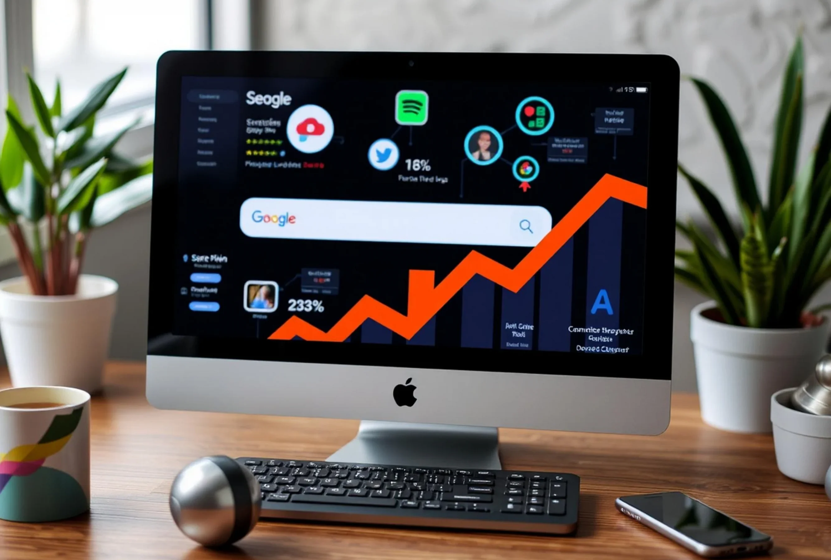 A performance dashboard showing exponential growth in manufacturing RFQs and search visibility through Pixerts' B2B industrial marketing and paid growth strategies.